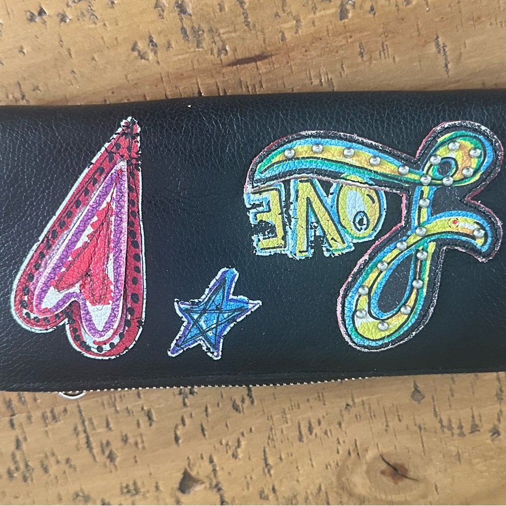 Brighton Black Wallet with Colorful Embroidery